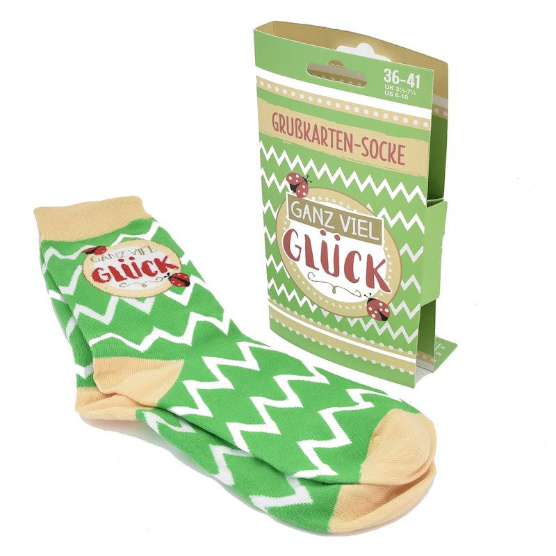 Crazy Socks - ganz viel Glück - mit Grußkarte